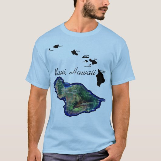 Maui Hawaii met Hawaïaanse eilanden T-shirt (Voorkant)