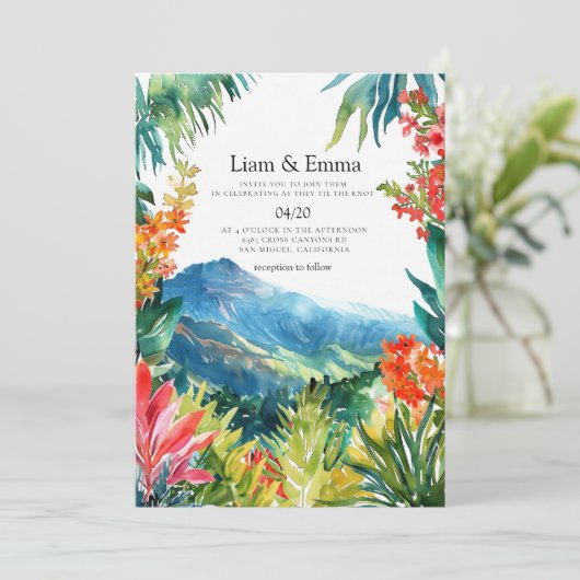 Maui Hawaii Mountain bruiloft uitnodiging (Staand voorkant)