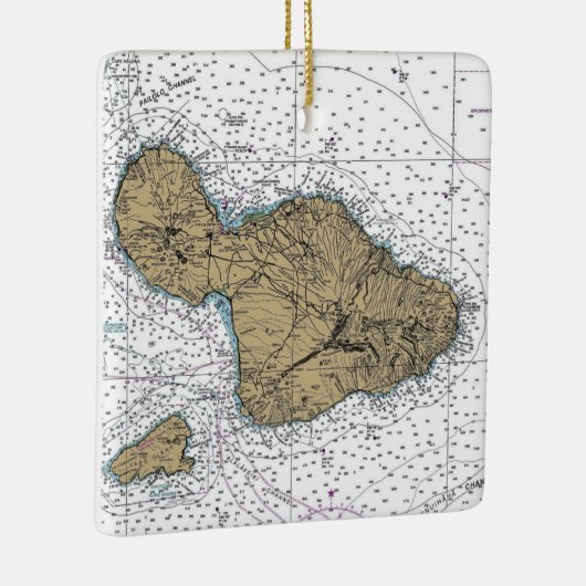 Maui Hawaii Nautical Chart Keramisch Ornament (Rechts)