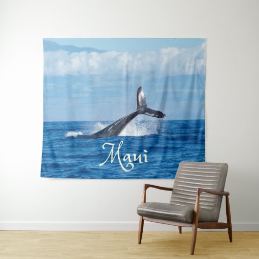 Maui Hawaii Oceaan Staart van een Walvis Wandkleed (In Situ (horizontaal))