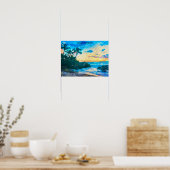 Maui Hawaii Oil Paint Illustration travel Poster (Keuken)