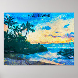 Maui Hawaii Olieverf Illustratie reis Poster