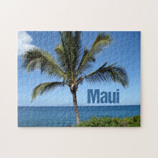 Maui Hawaii Palm Tree Blue Schilderachtig fotograf Legpuzzel (Horizontaal)