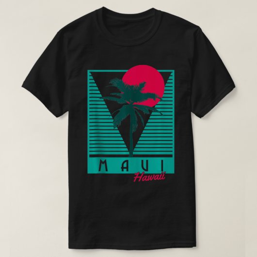 Maui Hawaii Palmbomen Surf  Retro Hawaïaans T-shirt (Design voorkant)