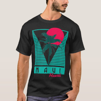 Maui Hawaii Palmbomen Surf  Retro Hawaïaans T-shirt