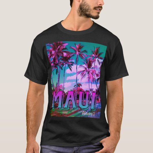 Maui Hawai'i Palmbomen T-shirt  (Voorkant)