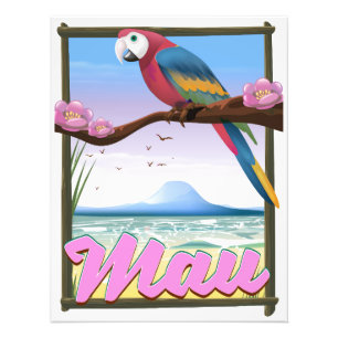 Maui Hawaii papegaai tropische reisposter Foto Afdruk