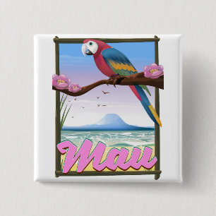 Maui Hawaii papegaai tropische reisposter Vierkante Button 5,1 Cm