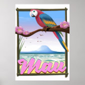 Maui Hawaii papegaaimanie reisposter Poster (Voorkant)