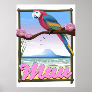 Maui Hawaii papegaaimanie reisposter Poster