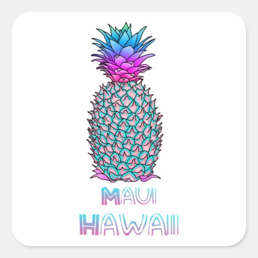 Maui Hawaii Pineapple Vierkante Sticker (Voorkant)