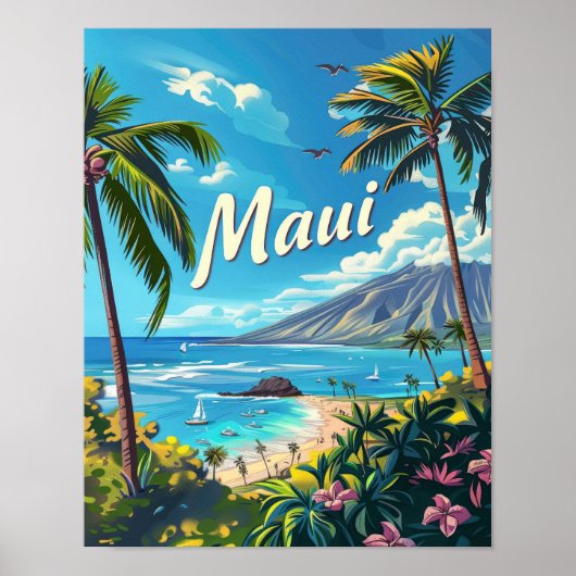 Maui Hawaii Reizen Poster Art Print Poster (Voorkant)