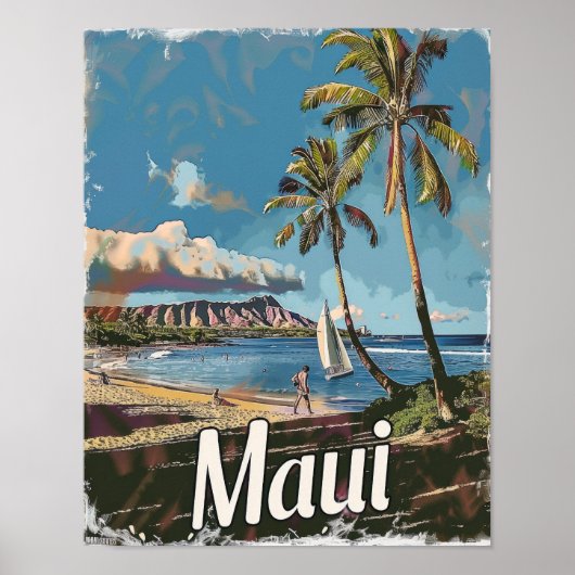 Maui Hawaii Reizen Poster Art Print Poster (Voorkant)