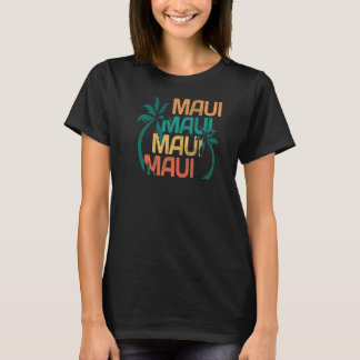 Maui Hawaii Retro Maui met palmbomen T-shirt
