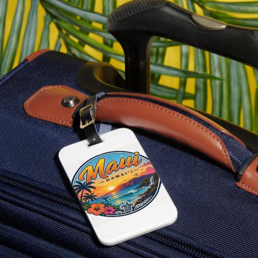 Maui Hawaii Retro Reislogo Bagagelabel (Voorkant Insitu 1)
