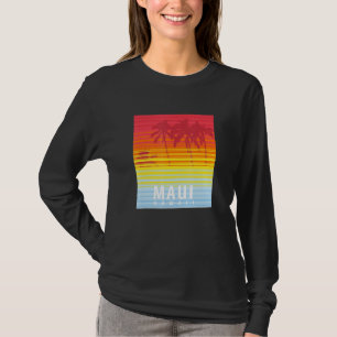 Maui Hawaii Retro Sunset Palm Trees T-shirt