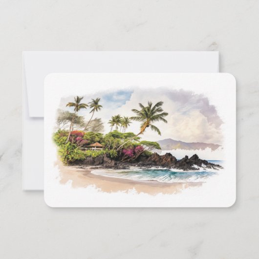 Maui Hawaii RSVP Wedding Insert Destination Kaart (Achterkant)