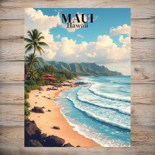 Maui Hawaii Strand Reis Ouderwets Briefkaart