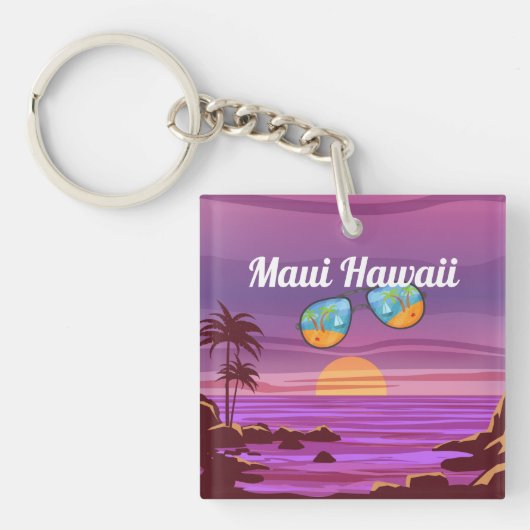 Maui Hawaii -strandzomer paars Sleutelhanger (voorkant)