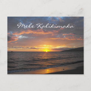 Maui Hawaii Sunset, Mele Kalikimaka, Briefkaart