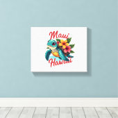 Maui Hawaii T Shirt Meisje Vrouwen Kinder Zee Schi Canvas Afdruk (Insitu (Houten vloer))
