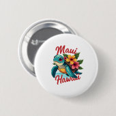 Maui Hawaii T Shirt Meisje Vrouwen Kinder Zee Schi Ronde Button 5,7 Cm (Voorkant /achterkant)