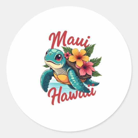 Maui Hawaii T Shirt Meisje Vrouwen Kinder Zee Schi Ronde Sticker (Voorkant)