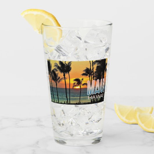 Maui Hawaii Travel Pint Glass Glas (Voorkant ijs)