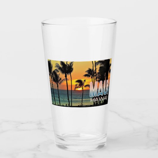 Maui Hawaii Travel Pint Glass Glas (Voorkant)