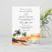 Maui Hawaii Tropical Beach Elegant QR Code Wedding Kaart (Staand voorkant)