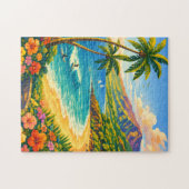 Maui Hawaii Tropical Coastline Retro Travel Legpuzzel (Horizontaal)