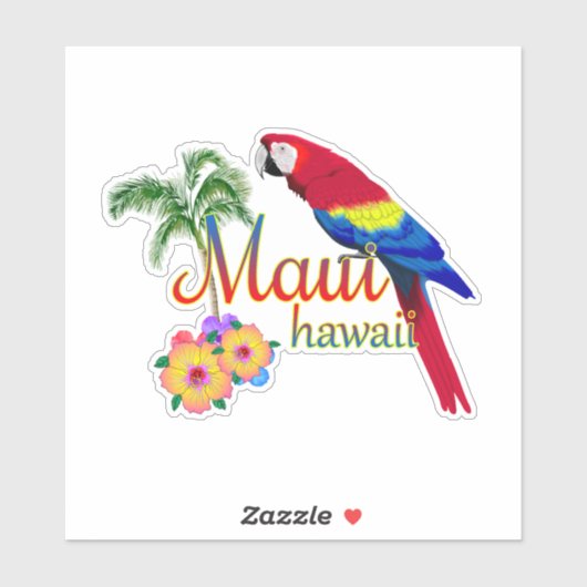 Maui Hawaii Tropical Island Parrot Sticker (Vel)