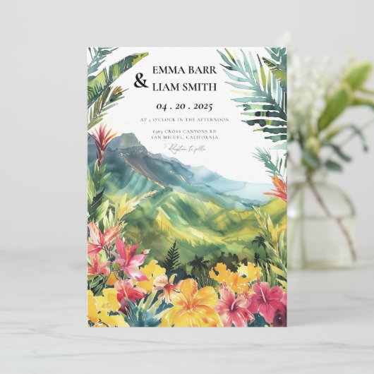 Maui Hawaii Tropische bruiloft uitnodiging (Staand voorkant)