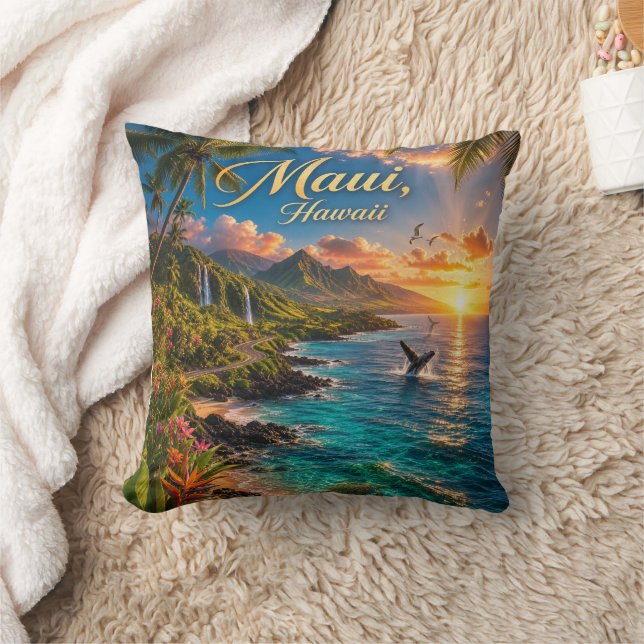 Maui Hawaii Tropische Kust Reisposter Kussen (Deken)