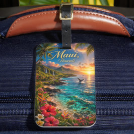 Maui Hawaii Tropische Kustlijn Reisposter Bagagelabel