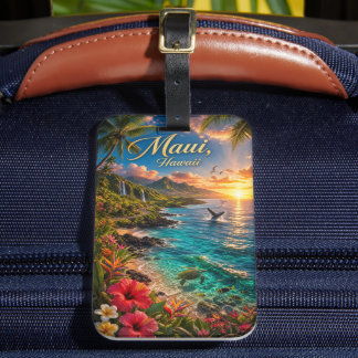 Maui Hawaii Tropische Kustlijn Reisposter Bagagelabel