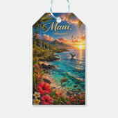 Maui Hawaii Tropische Kustlijn Reisposter Cadeaulabel (Achterkant)