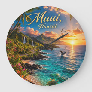 Maui Hawaii Tropische Kustlijn Reisposter Grote Klok