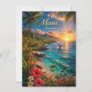 Maui Hawaii Tropische Kustlijn Reisposter Kaart