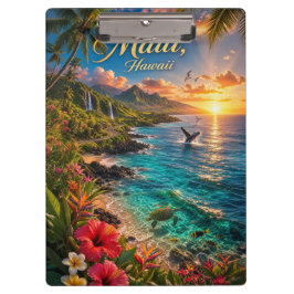 Maui Hawaii Tropische Kustlijn Reisposter Klembord