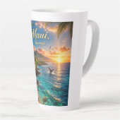 Maui Hawaii Tropische Kustlijn Reisposter Latte Mok (Rechterhoek)