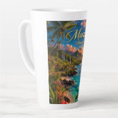 Maui Hawaii Tropische Kustlijn Reisposter Latte Mok (Linkerhoek)