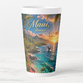 Maui Hawaii Tropische Kustlijn Reisposter Latte Mok