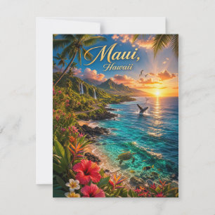 Maui Hawaii Tropische Kustlijn Reisposter RSVP Kaartje