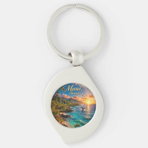 Maui Hawaii Tropische Kustlijn Reisposter Sleutelhanger