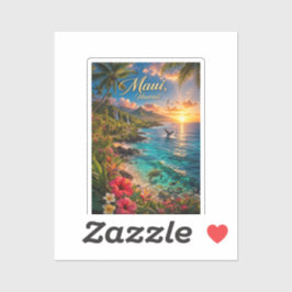 Maui Hawaii Tropische Kustlijn Reisposter Sticker