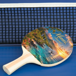 Maui Hawaii Tropische Kustlijn Reisposter Tafeltennisbatje