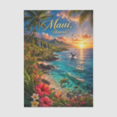 Maui Hawaii Tropische Kustlijn Reisposter Tissuepapier (Voorkant)