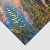 Maui Hawaii Tropische Kustlijn Reisposter Tissuepapier (Detail)