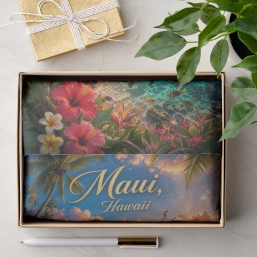 Maui Hawaii Tropische Kustlijn Reisposter Tissuepapier (Geschenk)